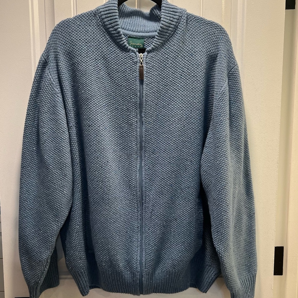 Men’s Scandia‎ Woods Mottled Blue Full Zip Sweater Cardigan. Size 2XL.